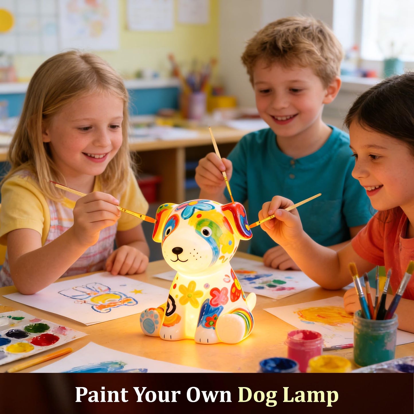 Paint Your Own Dog Lamp Kit - Art & Crafts Painting Kits for Kids, DIY Puppy Crafts Night Light,Art Supplies School Activities,Easter Christmas Birthday Creative Gift for Boys Girls Ages 4 5 6 7 8+