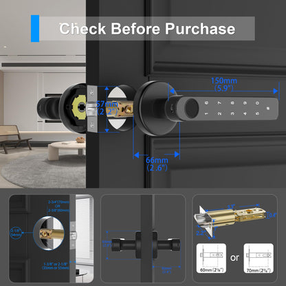 HEIXSMT Fingerprint Door knob, Fingerprint Door Lock with Code,Keyfob Card,Bluetooth,Key,Biometric Smart Lock for Home Bedroom Apartment