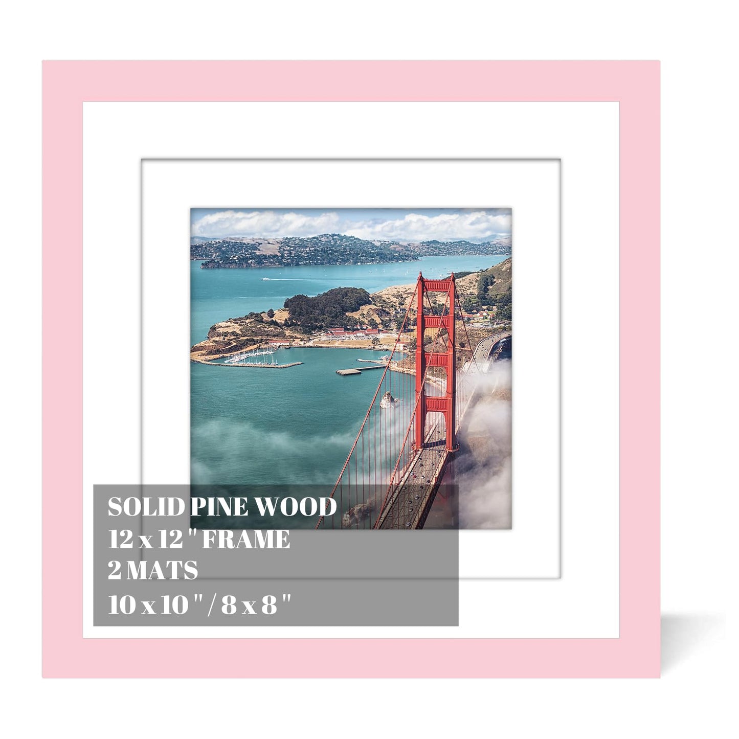 12x12 Wood Picture Frames for Wall Hanging or Tabletop,Diamond Painting Frame Baby Scan Picture Frames with 2 Mats Display 8x8 or 10x10 for Family Walls Decoration,Anniversary,Wedding,Christmas(Pink)