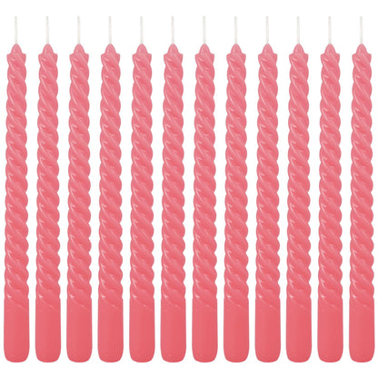 12-Pack Pink Spiral Taper Candles – 10 Inch Elegant Dripless & 10-Hour Burn – Long-Lasting Decorative Candles for Weddings, Birthdays, Parties, Church, Home Decor & Romantic Dinners