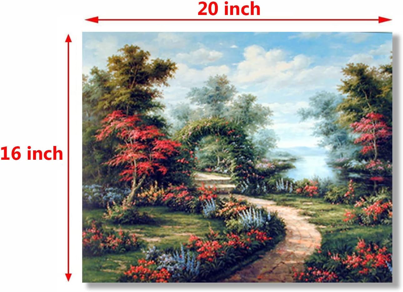 Landscape Wall Decor Art Print Poster, Garden Path Under Flower Arch (16x20)