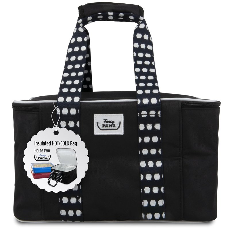 Fancy Panz - Black Insulated Casserole Carrier Bag - Insulated Thermal Bags for Hot & Cold Food Holds 2 Standard Size Fancy Panz - 2 Pockets - Food Container - Hosting Essentials