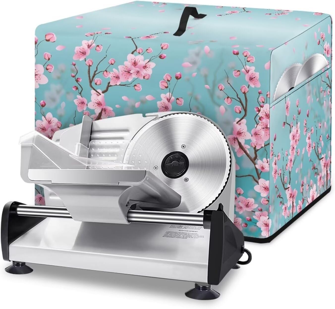 Cherry Blossom Meat Slicer Cover, Blue Appliance Covers for Home Decor, Easy to Clean