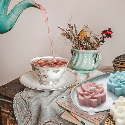 Succulent Silicone Mold, 4 Cavities Silicone Soap Mold, Succulent Plants Flower Mould for Soap Bath Bombs Candle Resin Concrete Crafts, Handmade Chocolate Cake Decor Dessert Biscuit Pudding Ice