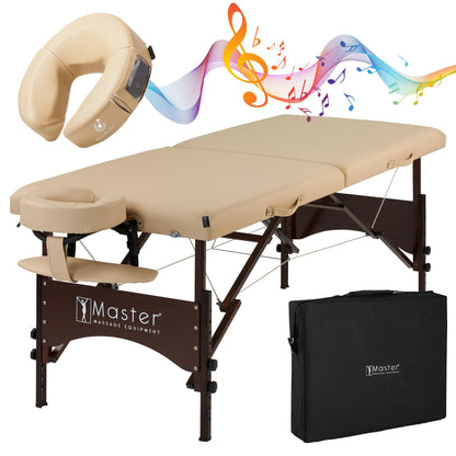 Master Massage 28" Argo Portable Massage Table with Extra Music Master Crescent Round High Fidelity Sound Face Cradle Cushionin