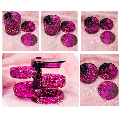 FineInno Rotating Resin Box Molds, Round Box Molds with Rotation Axis, Multi-Tiered Silicone Jewelry Box Molds for Resin Casting, DIY Jewelry Organizer Holder Storage