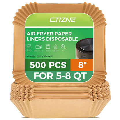 Air Fryer Disposable Paper Liners - 150Pcs 8In Square Parchment Paper Non-Stick Airfryer Basket Liners for Steamer Microwave Oven, Deep Fryer Parts & Accessories