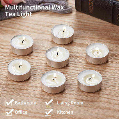 30-Pack Scented White Tealight Candles - 2 Hour Burn Time, Natural Palm Wax, Smokeless, with Cotton Wick in Aluminum Shell - Ideal for Weddings, Bathing, and Festive Decor - 1.2" x 1"