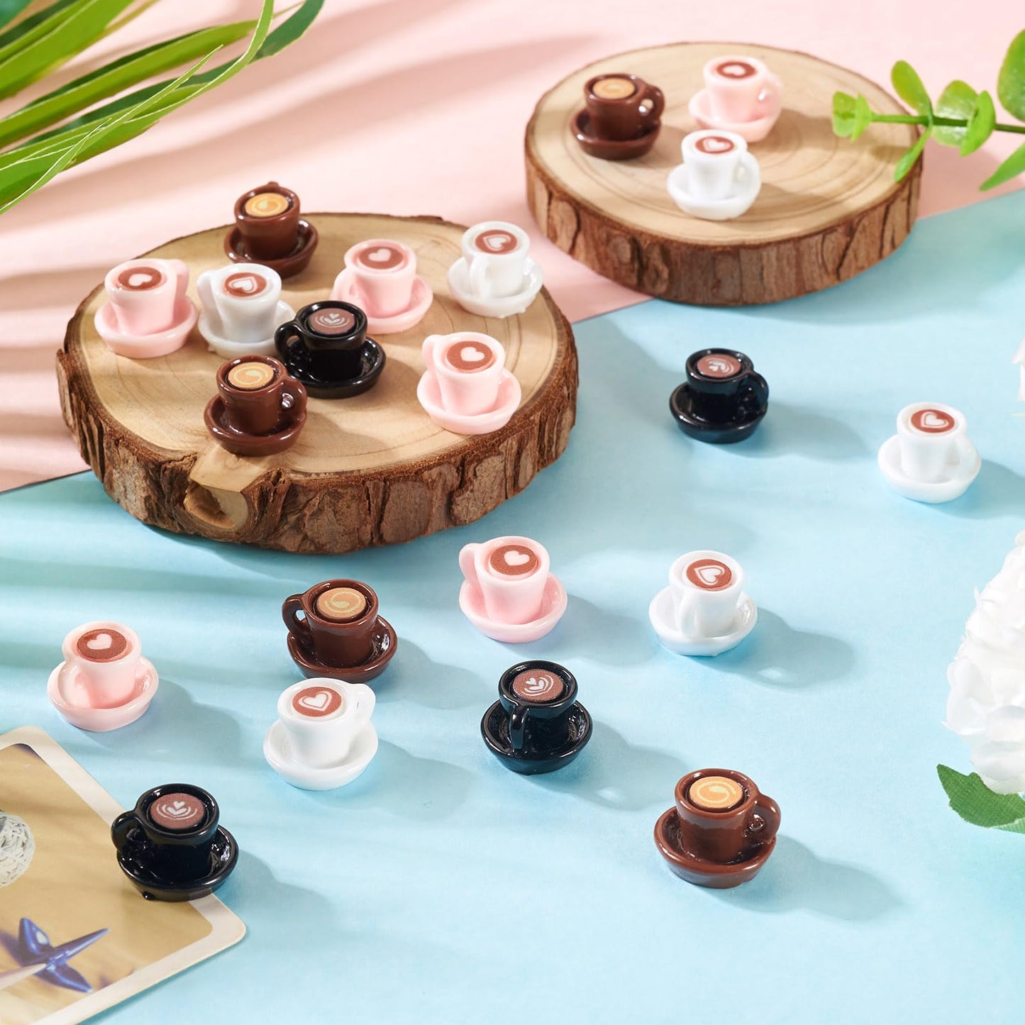 Beadthoven 40pcs Mini Resin Coffee Cups, Mug Tea Cup Miniatures Food Kitchen Sets Tableware Latte Drink Dollhouse Accessory for Micro Landscape Party Decorations Keychain Earrings DIY Jewelry Making
