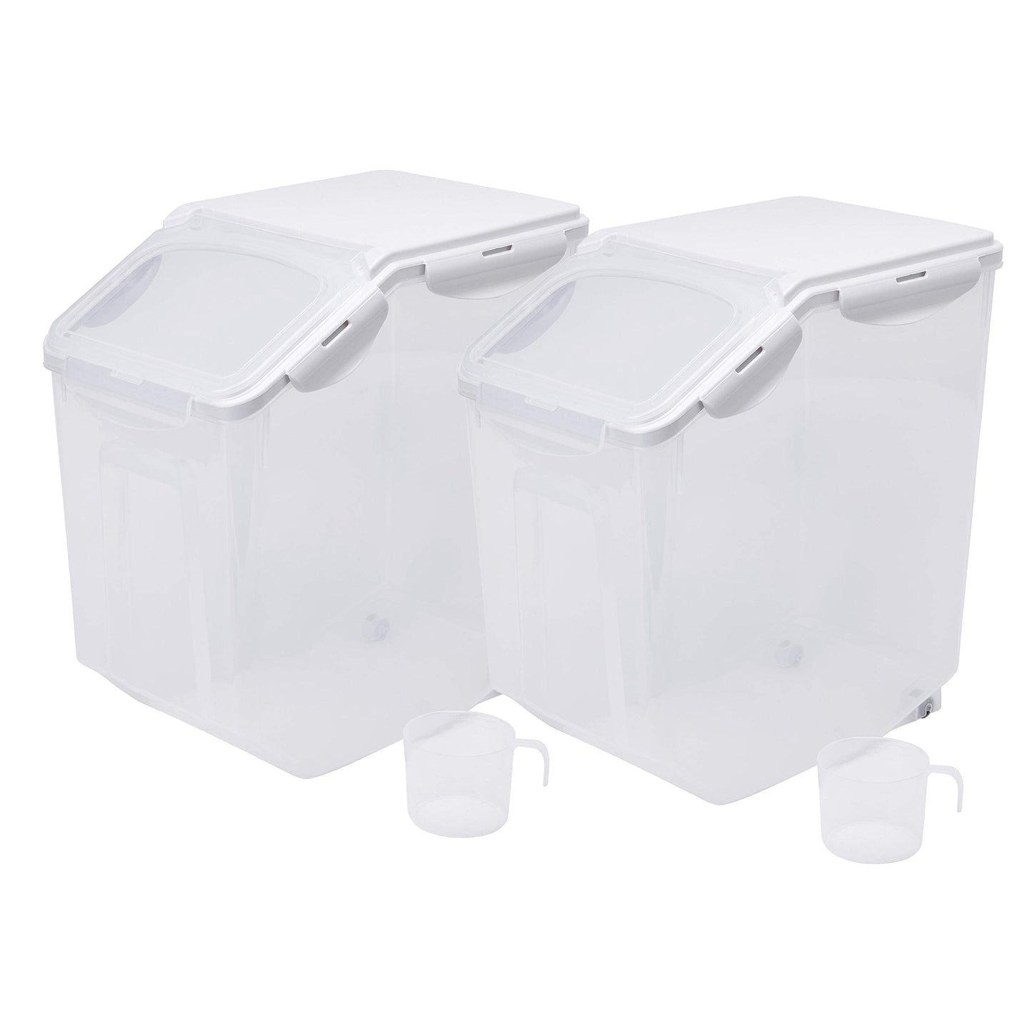 HANAMYA 15 Liter / 30 lbs Rice Storage Container with Measuring Cup, BPA free, For Rice | Grain | Pet Food | Flour, 2 counts, Clear