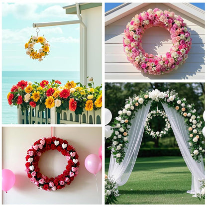 2 Pack Large Round Metal Wreath Form - 14 inch Dark Green Wreath Ring for Christmas Wreath Making Supplies, Door Decor