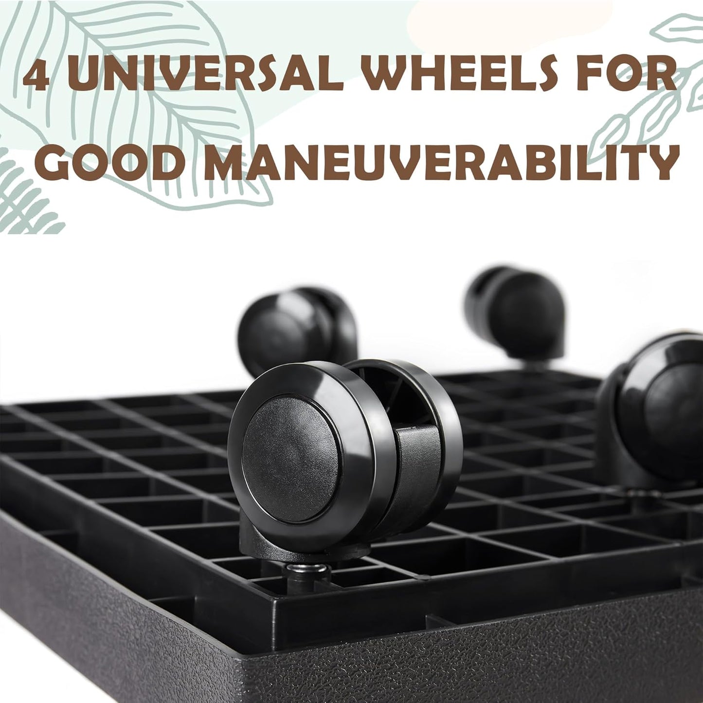 13 Inch Square Rolling Plant Caddy Saucer with Wheels, Heavy Duty Wheeled Planter Stand for Potted Plant, Coaster