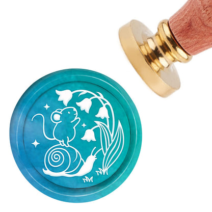 CRASPIRE Snail Wax Seal Stamp Mouse Vintage Sealing Wax Stamps Bellflower 30mm Removable Brass Head Sealing Stamp with Wooden Handle for Wedding Invitations Graduation Envelope Wrap