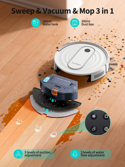 Robot Vacuum and Mop - 4000Pa Powerful Suction, APP/Alexa Control, 3-in-1 Cleaning Solution with Auto Self-Charging, Perfect for Pet Hair, Carpets, and Hard Floors