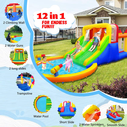 Umbalir InfIatable Bonuce House with 4 Slides & Large Splash Pool, Water Park with Ultra-Wide Climbing Wall, Jumping, Water Cannons & Surprise Water Sprayers for 3-10 yr Kids(20.6'Lx9.6'Wx6.4'H)