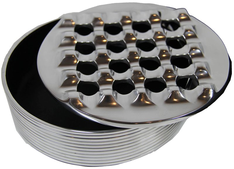 Aluminum Metal Cigar Ashtray with Lid For Men-Durable handcrafted 16 Holes Grid Design Cigar Ash Tray for indoor and outdoor - Wind Resistant Round Ashtray for Cigars to Cigarillos (SILVER)
