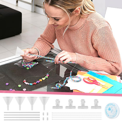 Kryslanix 4 Pack Beading Funnel Bracelet Making Kit with 1Roll Crystal Elastic String,Clay Beading Tools Kit for 0.24" Clay Beads,for Jewelry Making with Beading Funnel,Beading Needles,Clip