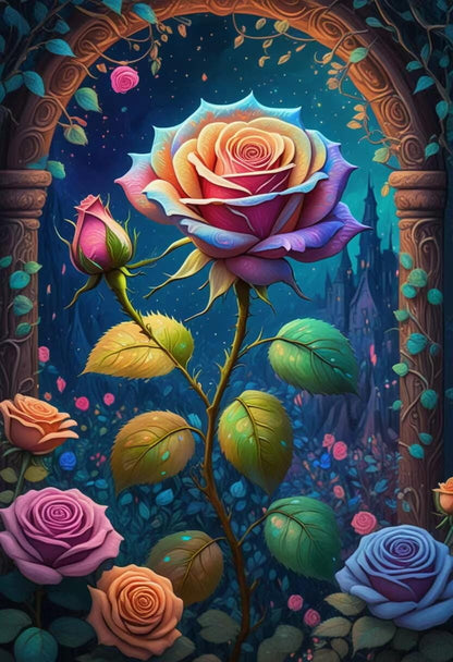 Lvmuu 5D Rose Diamond Art Kits for Adults, DIY Flowers Diamonds Painting Set Full Square Drill Paint By Numbers Art Craft Home Decor (Purple)