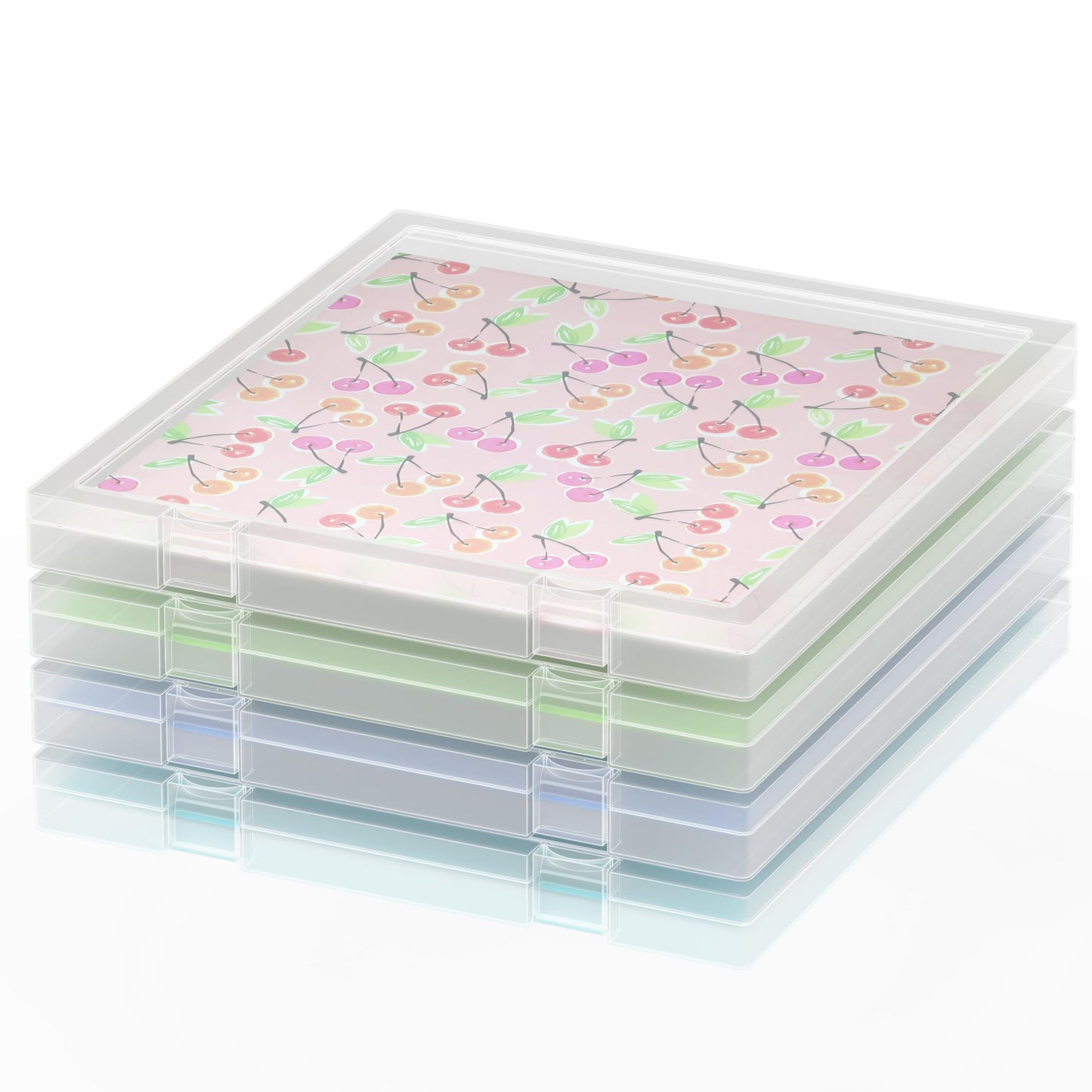 CraftGenes 12x12 Scrapbook Paper Storage, 4 Pack Stackable Paper Containers Storage, Art Supply Storage Organizer, U-Shaped Locking Mechanism, Ideal for Office, Home, and School Document Organizer