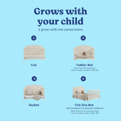Graco Paris 4-in-1 Convertible Crib – GREENGUARD Gold Certified, Converts to Toddler Bed and Daybed, Fits Standard Full-Size Crib Mattress, Adjustable Mattress Support Base (Frosted Oat)