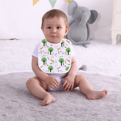 Maiwa 6 Pack Waterproof Cotton Baby Bibs for Girls Boys for Drooling Eating with Adjustable Buttons
