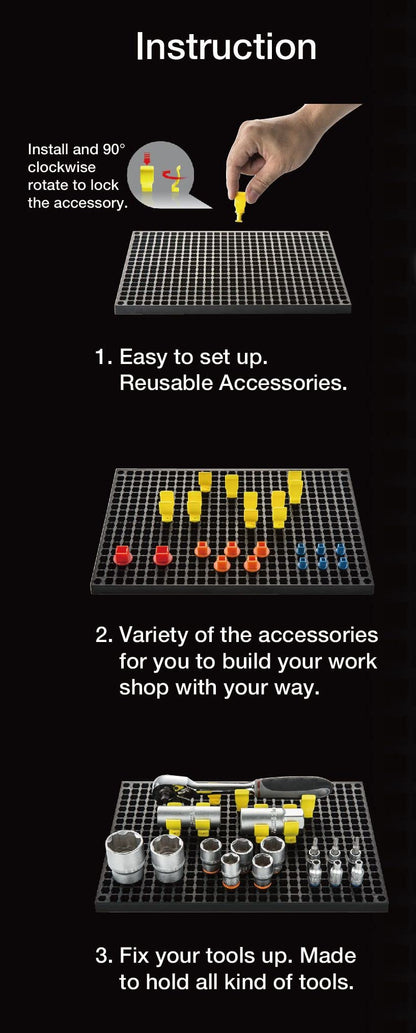 Free Zone 4-Piece Large Pegboard Set (Black)