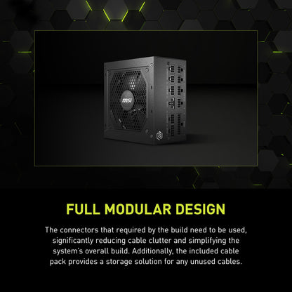 MSI MAG A750GL PCIE 5.1 & ATX 3.1 Gaming Power Supply - Full Modular - 80 Plus Gold Certified 750W - Compact Size - ATX PSU - 10 Year Warranty