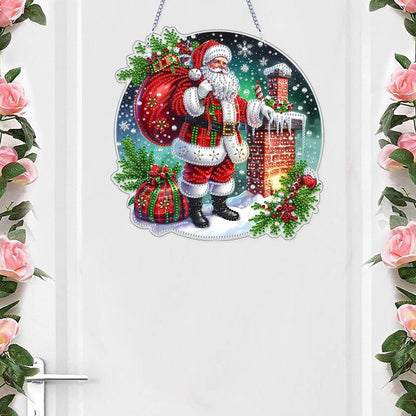 VODAPYC Christmas Diamond Art Hanging Kit for Adults, DIY Double Sided Special Shaped Diamonds Art Window Pendant Ornament for Home Decor(Santa Claus-2)