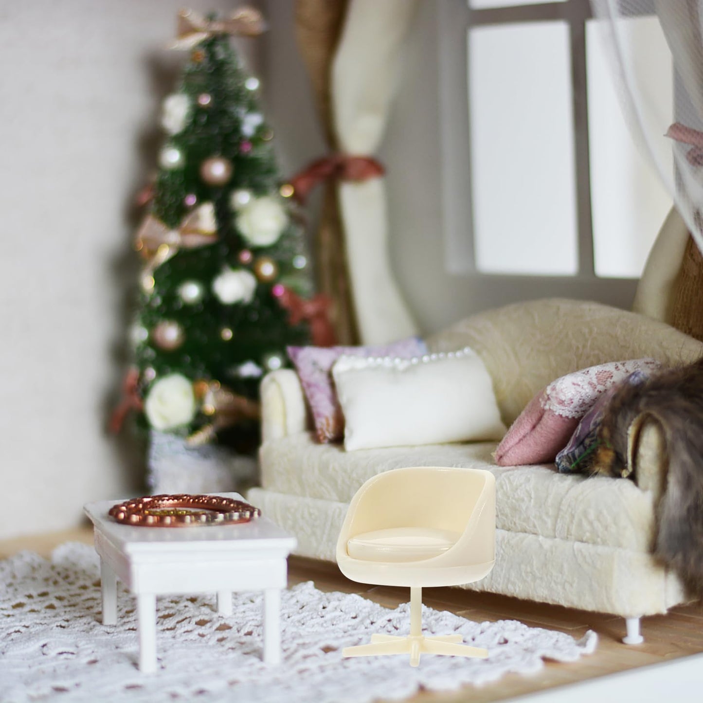 TOYANDONA 4pcs Dollhouse Armchair - 1/25 Scale Miniature Chairs Dollhouse Rotatable Chairs Miniature Armchair for Doll House Furniture Accessories Decors