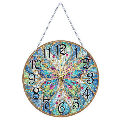 POETRYDRAW DIY 5D Wooden Diamond Painting Clock Kits for Adults Butterfly Art Wall Clock Crystal Rhinestone Diamond Painting by Number Mosaic Art Crafts Home Wall Decor