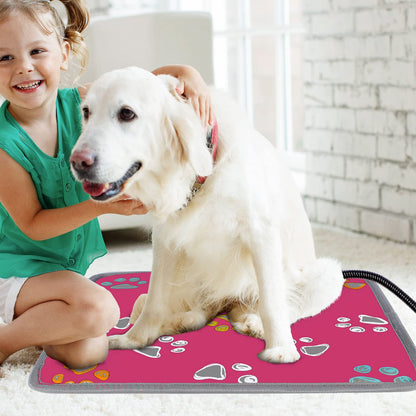 furrybaby Pet Heating Pad, Waterproof Dog Heating Pad Mat for Cat with Durable Anti-Bite Tube Indoor for Puppies Dogs Cats (1 Pack Black, 17 X 17in, Temp Adjustable)