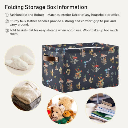 Storage Basket Bin, Mushroom Snail Organizer, Collapsible Shelf Basket with Handle for Nursery Bedroom Bathroom