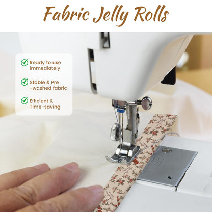 42 Pcs Jelly Roll Fabric, Fabric Panels for Quilting, Pre-Cut Cotton Strips for Quilting Crafting Sewing, Craft Supplies for Blanket Rug Upholstery Home Decor Quilt Making and DIY Projects