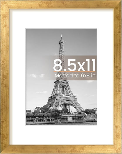 Upsimples 8.5 x 11 Picture Frame - Versatile Display for 6x8 Photos with Mat or 8.5 x 11 Without - Bronze Finish