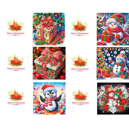 YGbaby 12 Packs DIY 5D Diamond Painting Christmas Cards Kits for Adults - Crystal Box Snowman Diamond Art Greeting Cards - Merry Christmas Gem Art Gifts for Xmas Family and Friends