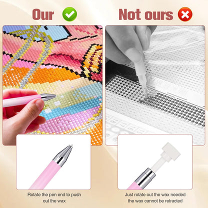 Automatic Refillable Wax Pen for Diamond Painting,2pcs Rhinestone Picker Tool,Diamond Painting Pens Kit with 24 Replacement Wax,Rhinestone Pickup Tool for Nail and Diamond Paint Art