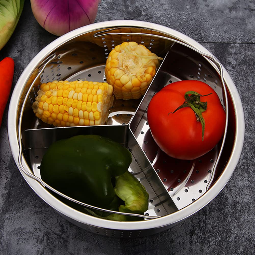Steam Baskets with Egg Steam Rack, Food Grade Stainless Steel Steam-Holder Tray Trio Separator Set, Cooking Accessories for Vegetable, Fish, Meat Compatible with Instant Pot, Electric Pressure Cooker