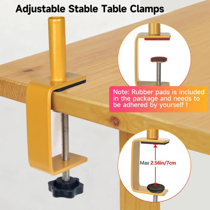JEBUTU Over The Table Rod Stand with Clamps Adjustable 47"-98" Length 30"-43" Height Gold Table Arch Stand Hanging for Decoration Flowers Display Wedding Birthday Party Halloween Christmas