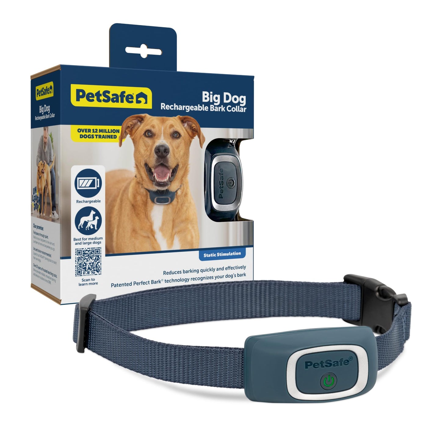 PetSafe Rechargeable Bark Collar, 15 Levels of Automatically Adjusting Static Correction - Rechargeable, Waterproof - Reduces Barking and Whining - for Small, Medium, and Large Dogs Over 8 lb