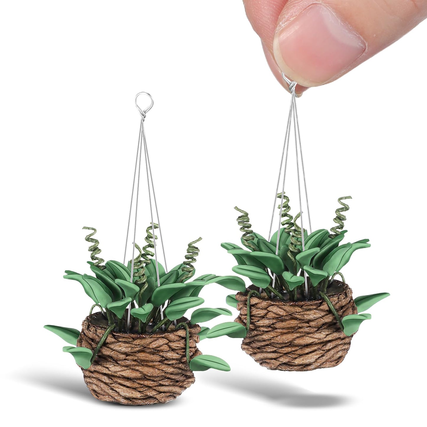 TOYANDONA 2Pcs 1:12 Miniature Dollhouse Plants, Durable Resin Hanging Potted Bonsai for Dollhouse Accessories Decor, Tiny Artificial Greenery for Mini Garden, Living Room & DIY Crafts