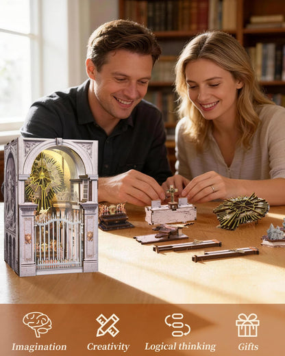MiniCity Book Nook Kit - DIY Miniature House Dollhouse Kit for Adults and Teens, Booknook Tiny House Bookshelf 3D Wooden Puzzle, Gifts for Family (St. Charles Church)