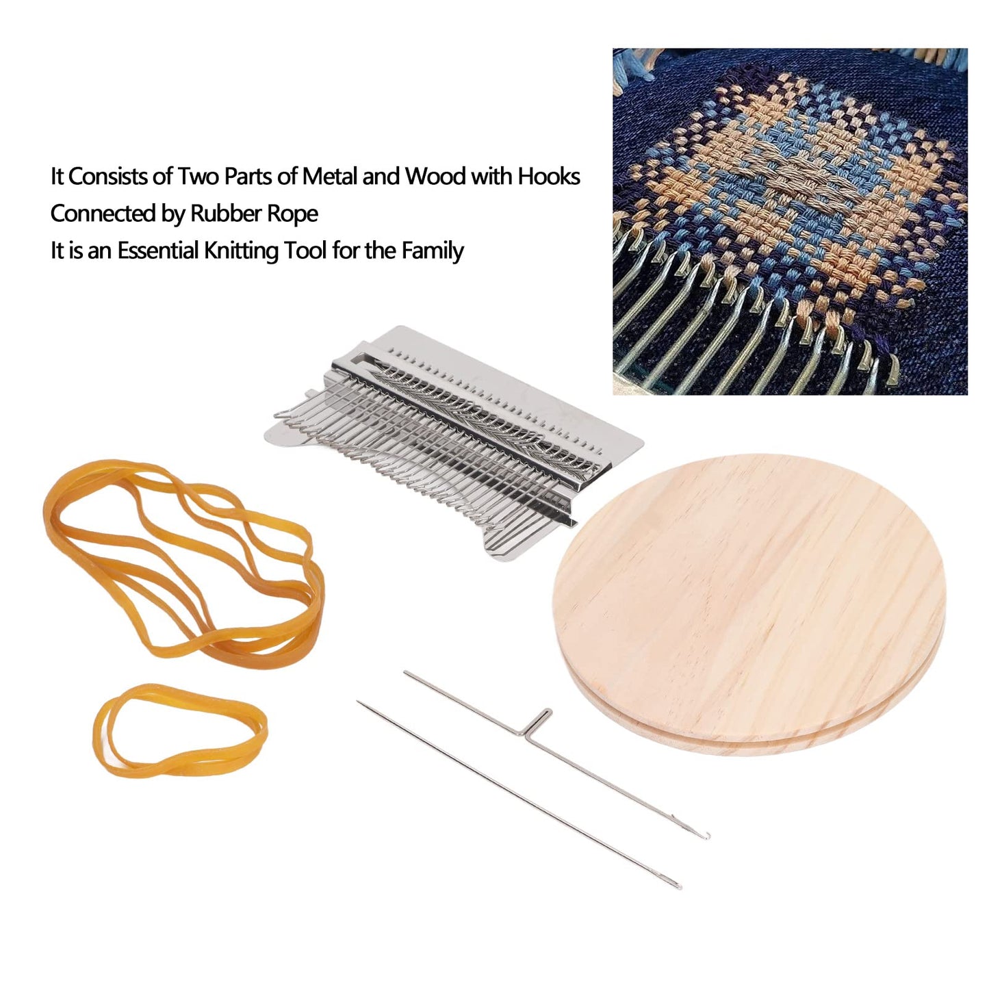 28 Pins Darning Loom, Small Weaving Loom Weaving Repair Tool Wooden Weaving Frame for Jeans Socks and Clothes