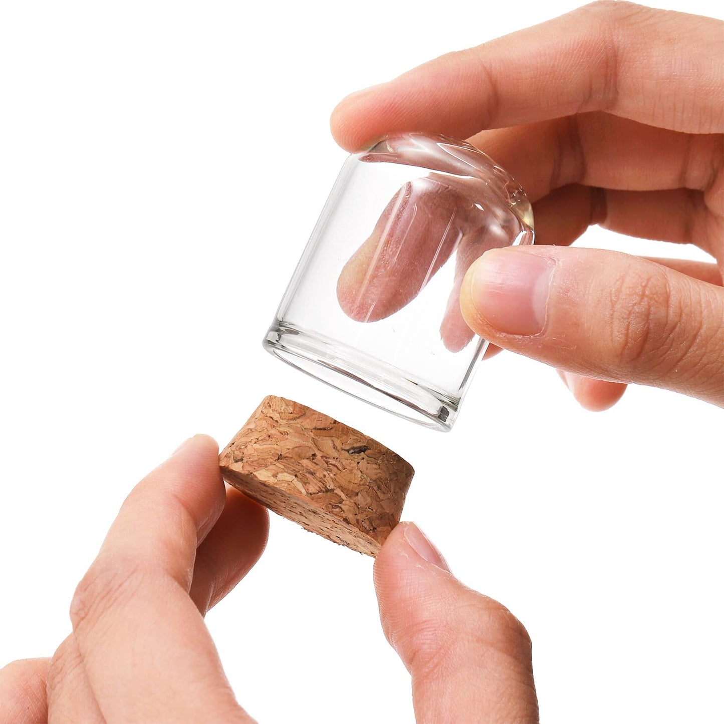 Mezchi 50 Pack Cloche Bell Jar, Mini Glass Jars with Cork Lids, 8ml Glass Dome Cloche with Base, Decorative Display Dome for Specimen, Flower Storage, Arts Dispaly, Party Favor