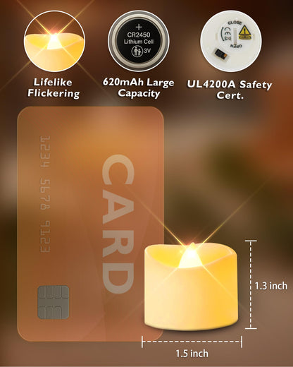 Homemory 24pcs Remote Timer LED Tea Lights Candles, 400+Hours Flickering Flameless Battery Operated Votive Candles for Tabletop Lighting, Centerpieces Decor, Holiday Decor