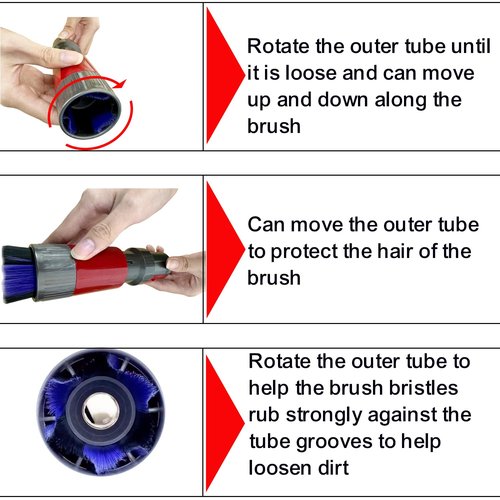 For Dyson V7 V8 V10 V11 V15 Vacuum Accessories & Attachment -Traceless Dust Brush & Dryer Vent Cleaner Kit - Refrigerator Condenser Coil Brush- Flexible Crevice Tool for Small Crevice & Car Detailing