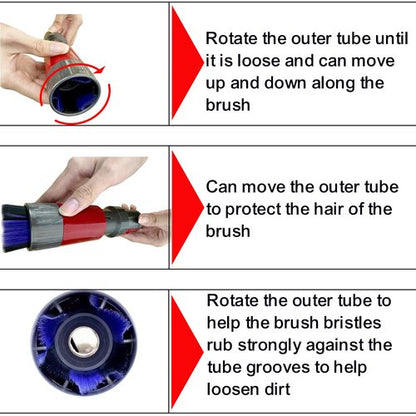 For Dyson V7 V8 V10 V11 V15 Vacuum Accessories & Attachment -Traceless Dust Brush & Dryer Vent Cleaner Kit - Refrigerator Condenser Coil Brush- Flexible Crevice Tool for Small Crevice & Car Detailing