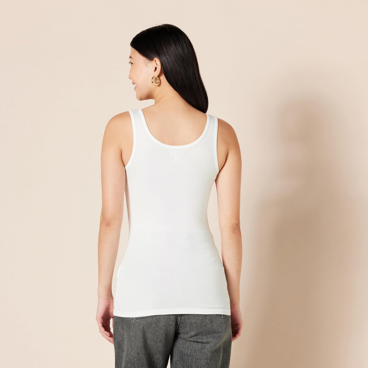 Amazon Essentials Women's Slim-Fit Tank, Pack of 4, Black/White, Medium