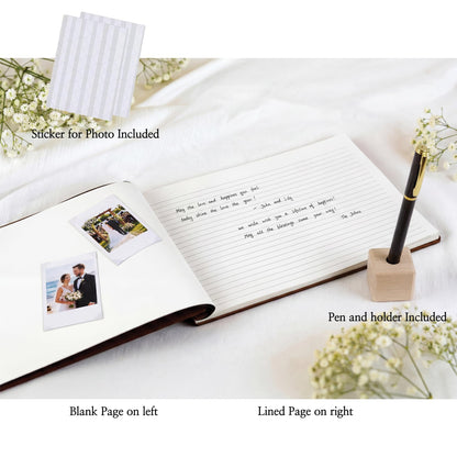 Aspen Studio Guest Book with Signing Pen with Photo of Polaroid for Wedding Book and Memorial Occasions Guest Signing Book for Wedding, Memory Guest Book
