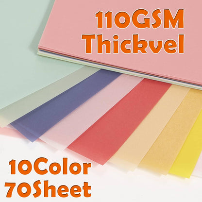 70 Pcs Colored Vellum Translucent Paper 8.5 x 11 inches Tracing Vellum Paper for Greeting Card Invitation Overlays, Sketching Crafting Scrapbooking, Journaling, Lanterns Making