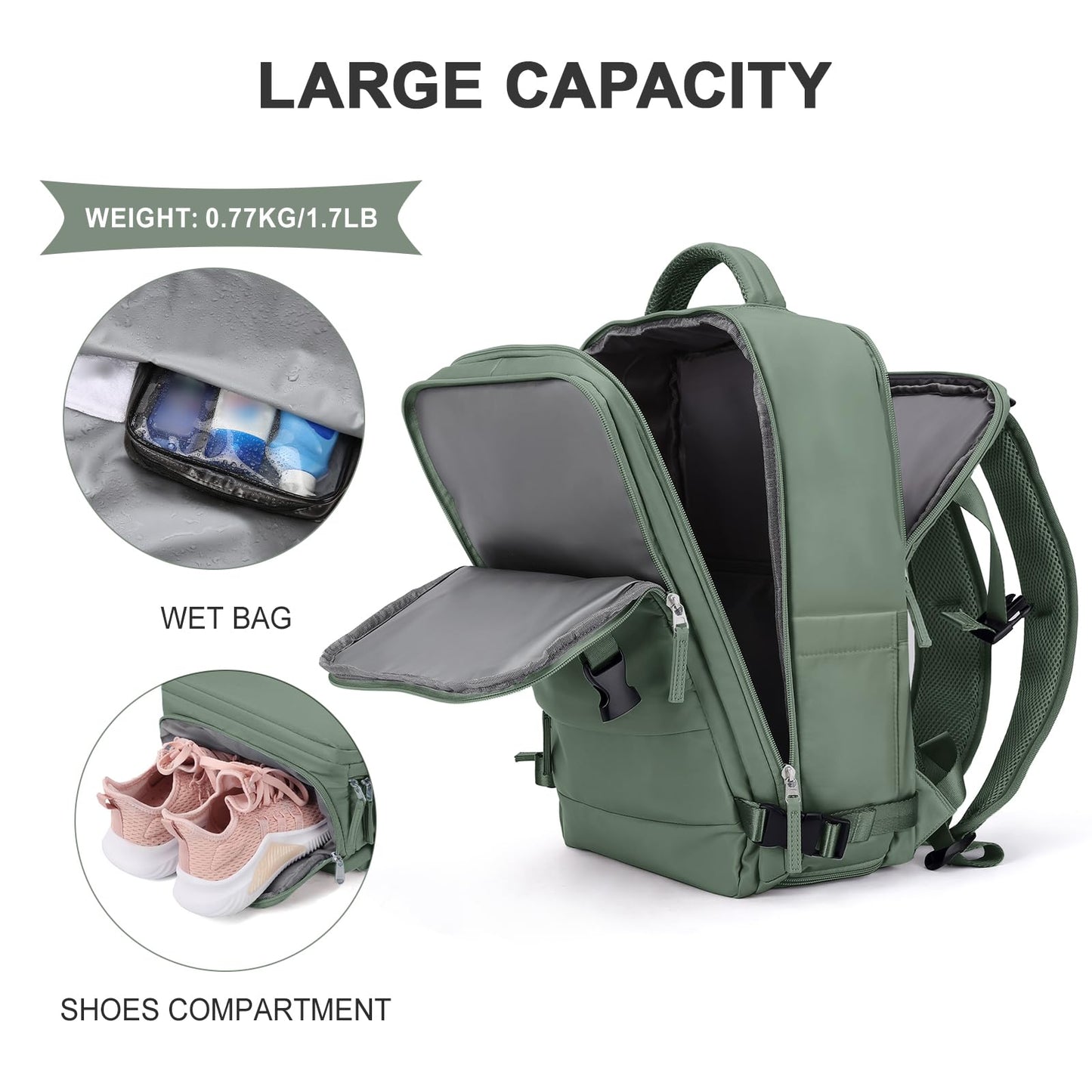 coowoz Travel Backpack Carry On for Women Man Gym Backpacks with Laptop Compartment Mochila de Viaje Teacher Personal Item Backpack Airplane Accessories Must Haves Grey Small